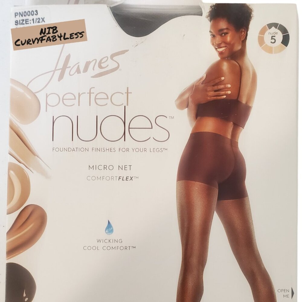 Hanes Perfect Nudes Micro Net ComfortFlex Cool Wicking Hose Sz 1/2X Nude #5 NIB